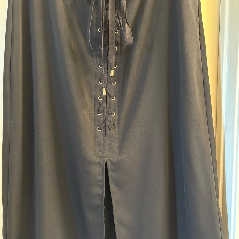 Who What Wear Black Lace-Up A-Line Skirt